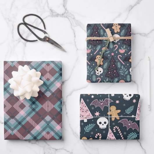 Feuille De Papier Cadeau Noël gothique Pastel (Recto)