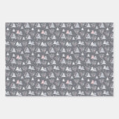 Feuille De Papier Cadeau Noël gris blanc rose argent simple (Devant 2)