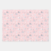 Feuille De Papier Cadeau Noël gris blanc rose argent simple (Devant)