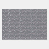 Feuille De Papier Cadeau Noël gris blanc rose argent simple (Devant 3)