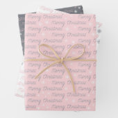 Feuille De Papier Cadeau Noël gris blanc rose argent simple (En situation)