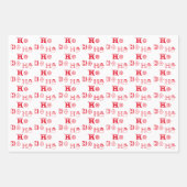 Feuille De Papier Cadeau Noël Ho Ho Ho rouge blanc vert motif mignon (Devant)