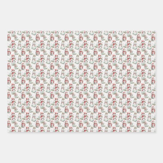 Feuille De Papier Cadeau Noël Holiday Snowman Motif (Devant 3)