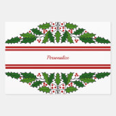 Feuille De Papier Cadeau Noël Holly & Red Berries Noël Noël (Devant)