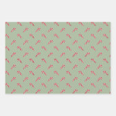 Feuille De Papier Cadeau Noël laurier vert rouge mignon sucre de canne moti (Devant 2)