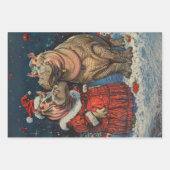 Feuille De Papier Cadeau Noël M. & Mme Hippo Découpage (Devant 2)