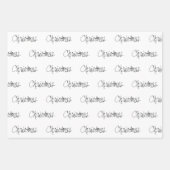 Feuille De Papier Cadeau Noël manuscrit en noir (Devant 3)