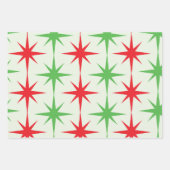Feuille De Papier Cadeau Noël Mid Century Red Green Starbursauts atomiques (Devant 3)