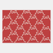 Feuille De Papier Cadeau Noël moderne Rouge Vert Blanc Retro Basses (Devant)