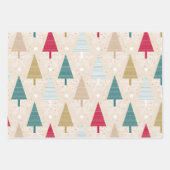 Feuille De Papier Cadeau Noël Motif de Noël Arbre rose et étoiles (Devant)