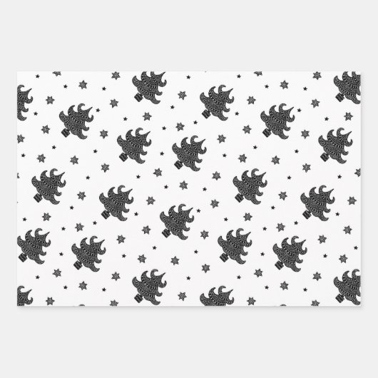 Feuille De Papier Cadeau Noël Motif de vacances style scandinave (Devant 2)