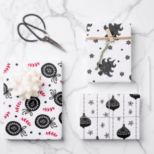 Feuille De Papier Cadeau Noël Motif de vacances style scandinave