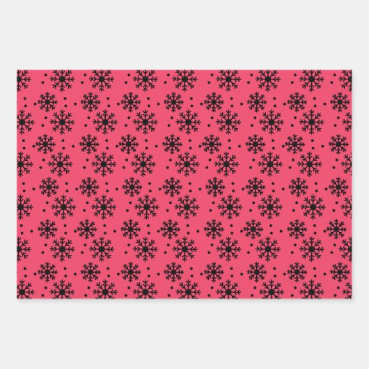Feuille De Papier Cadeau Noël Motif rose vif et noir (Devant 2)