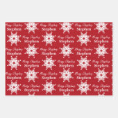 Feuille De Papier Cadeau Noël Motif rouge et blanc (Devant 3)