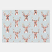Feuille De Papier Cadeau Noël Neige Bleue De Cerf (Devant)