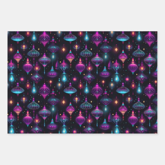 Feuille De Papier Cadeau Noël néon (Devant)