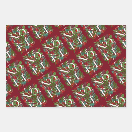 Feuille De Papier Cadeau Noël NOEL Green et Berries (Devant 2)