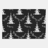 Feuille De Papier Cadeau Noël noir, blanc et argent (Devant)