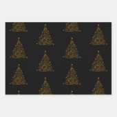 Feuille De Papier Cadeau Noël noir et or (Devant)
