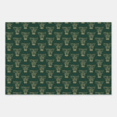 Feuille De Papier Cadeau Noël noir rouge foncé or cloches mignonnes (Devant 3)