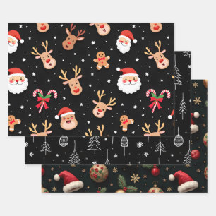 Feuille De Papier Cadeau Noël noir Whimsical
