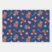 Feuille De Papier Cadeau Noël Nounours Baubles Bows (Devant 2)