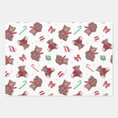 Feuille De Papier Cadeau Noël Nounours Baubles Bows (Devant)