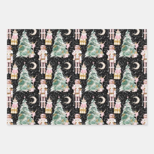 Feuille De Papier Cadeau Noël Nutcracker rose hiver merveilleuse (Devant 2)