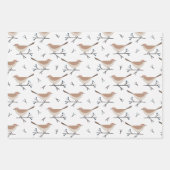 Feuille De Papier Cadeau Noël Oiseaux sauvages et Branches Motif (Devant)