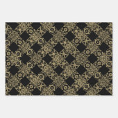 Feuille De Papier Cadeau Noel or & noir antique dentelle motif (Devant 3)