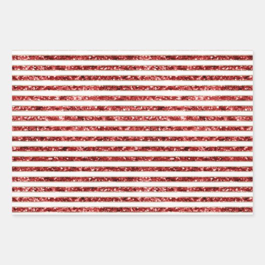 Feuille De Papier Cadeau Noël Or Rouge blanc Parties scintillant rayures (Devant)