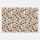 Feuille De Papier Cadeau Noël or rouge luxe Pine Cone Motif (Devant 3)