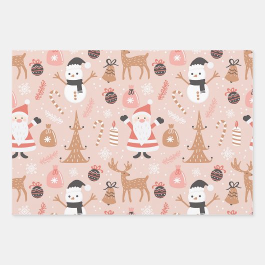 Feuille De Papier Cadeau Noël Pastel (Devant)