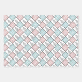 Feuille De Papier Cadeau Noël Pastel Bleu et rose Motif moderne (Devant 3)