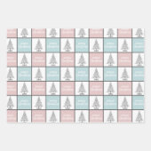 Feuille De Papier Cadeau Noël Pastel Bleu et rose Motif moderne (Devant 2)