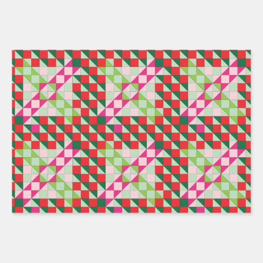 Feuille De Papier Cadeau Noël Patchwork (Devant 3)