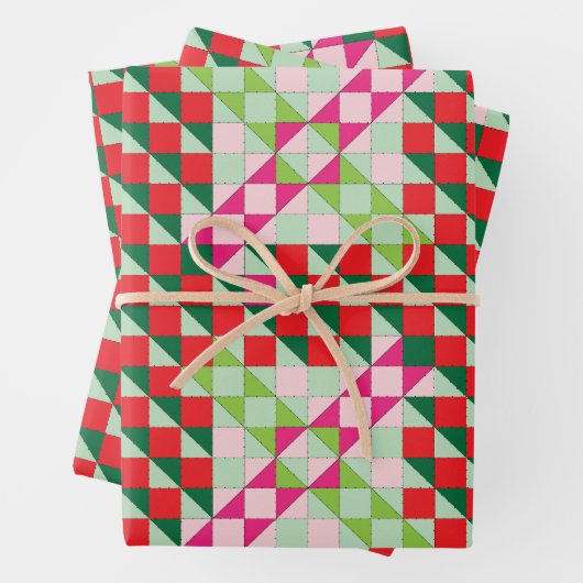 Feuille De Papier Cadeau Noël Patchwork (En situation)