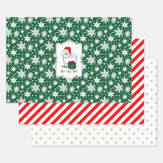 Feuille De Papier Cadeau Noël Père Noël Bichon Frise Chien mignonne (Lot)