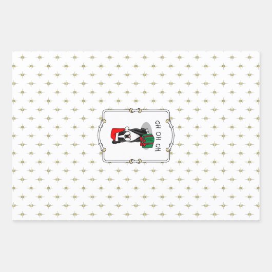 Feuille De Papier Cadeau Noël Père Noël Boston Terrier (noir) mignonne (Devant 3)