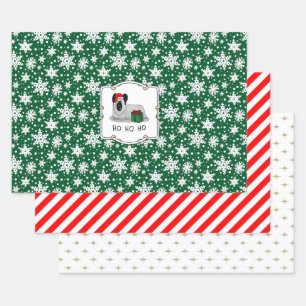 Feuille De Papier Cadeau Noël Père Noël Casquette Skye Terrier (argent)