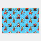 Feuille De Papier Cadeau Noël Père Noël Drums Rudolf Guitare Motif (Devant)