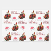 Feuille De Papier Cadeau Noël Père Noël Fêtes Bénédiction Joyeuses Fêtes (Devant 3)