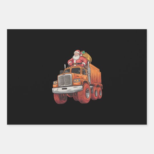Feuille De Papier Cadeau Noël Père Noël Monster Camion Xmas Garçons Enfants (Devant)