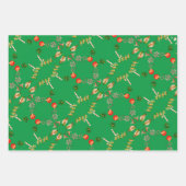 Feuille De Papier Cadeau Noël Père Noël Reindeer Rouge Vert (Devant 2)