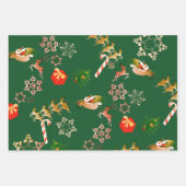 Feuille De Papier Cadeau Noël Père Noël Reindeer Rouge Vert (Devant)
