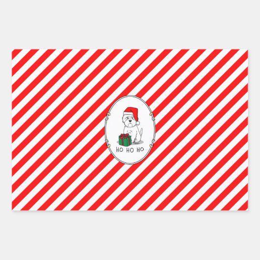 Feuille De Papier Cadeau Noël Père Noël West Highland White Terrier Westie (Devant 2)