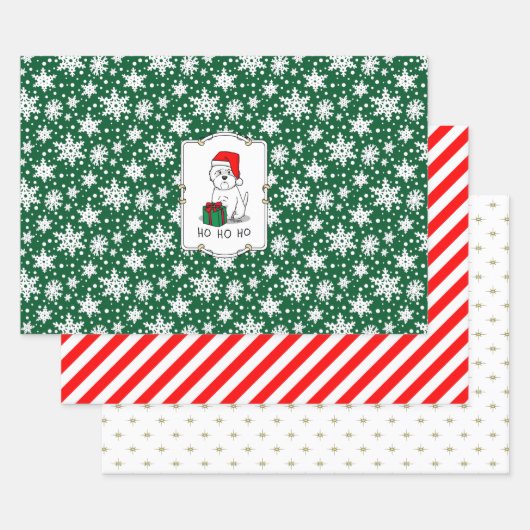 Feuille De Papier Cadeau Noël Père Noël West Highland White Terrier Westie (Lot)