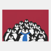 Feuille De Papier Cadeau Noël personnalisé Pingouin mignon (Devant 3)