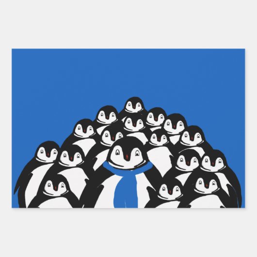 Feuille De Papier Cadeau Noël personnalisé Pingouin mignon (Devant 3)