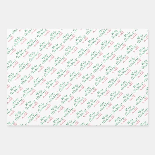 Feuille De Papier Cadeau Noël personnalisé Traditionnel Rouge Vert Blanc (Devant 3)